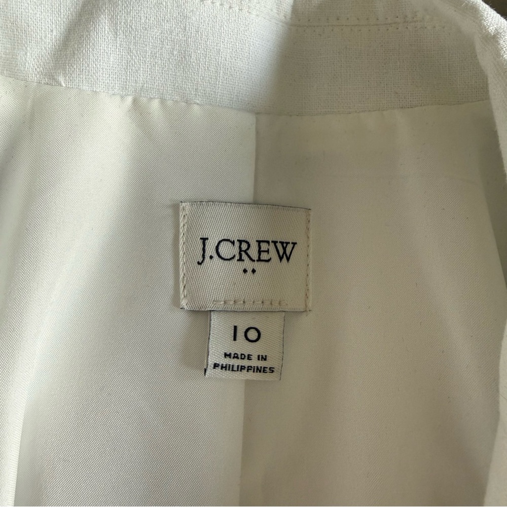 Like New J. Crew Factory White Single-Button Tailored Linen Blazer - Picture 3 of 3